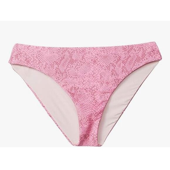 Splendid Big Kids' Charmer Retro Bikini Low Rise Bottom Pink Snake Print 14 NEW - Picture 1 of 6